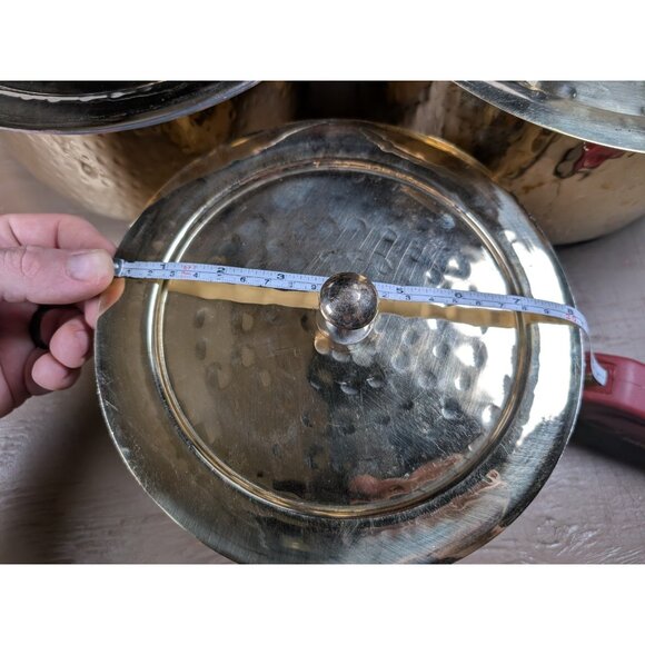 P-TAL Brass Patila Set Of 3 (1L, 3L ,5L) W/ Lids & Tin Coated Pure Brass - Picture 2 of 16